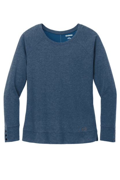 Front View of SparBlue OGIO Women's Command Long Sleeve Scoop Neck LOG150 plain