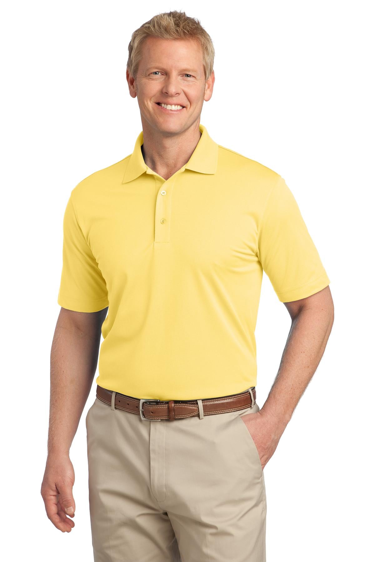 Front View of Splendid Ylw Port Authority Tech Pique Polo. K527 plain