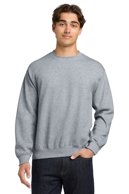 Front View of Sport Grey Gildan Heavy Blend Crewneck Sweatshirt. 18000 plain
