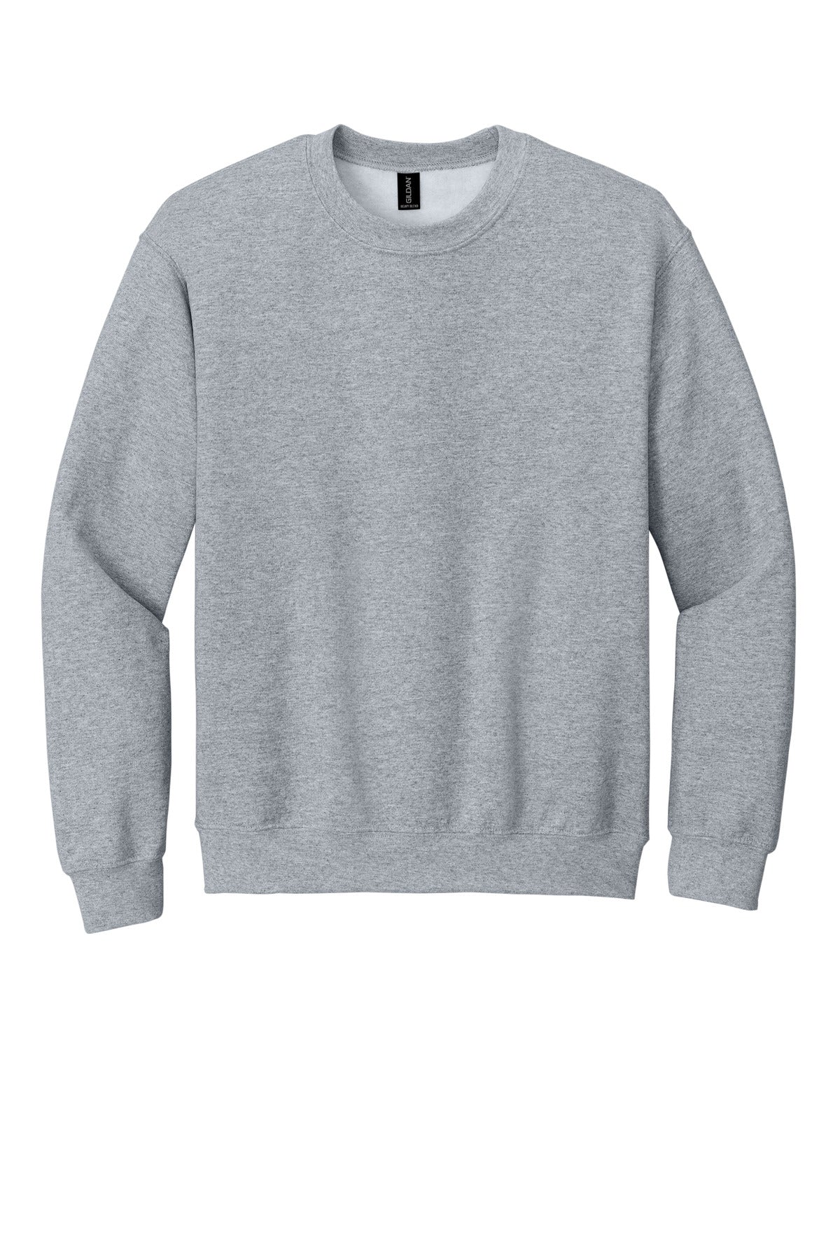 Front View of Sport Grey Gildan Heavy Blend Crewneck Sweatshirt. 18000 plain
