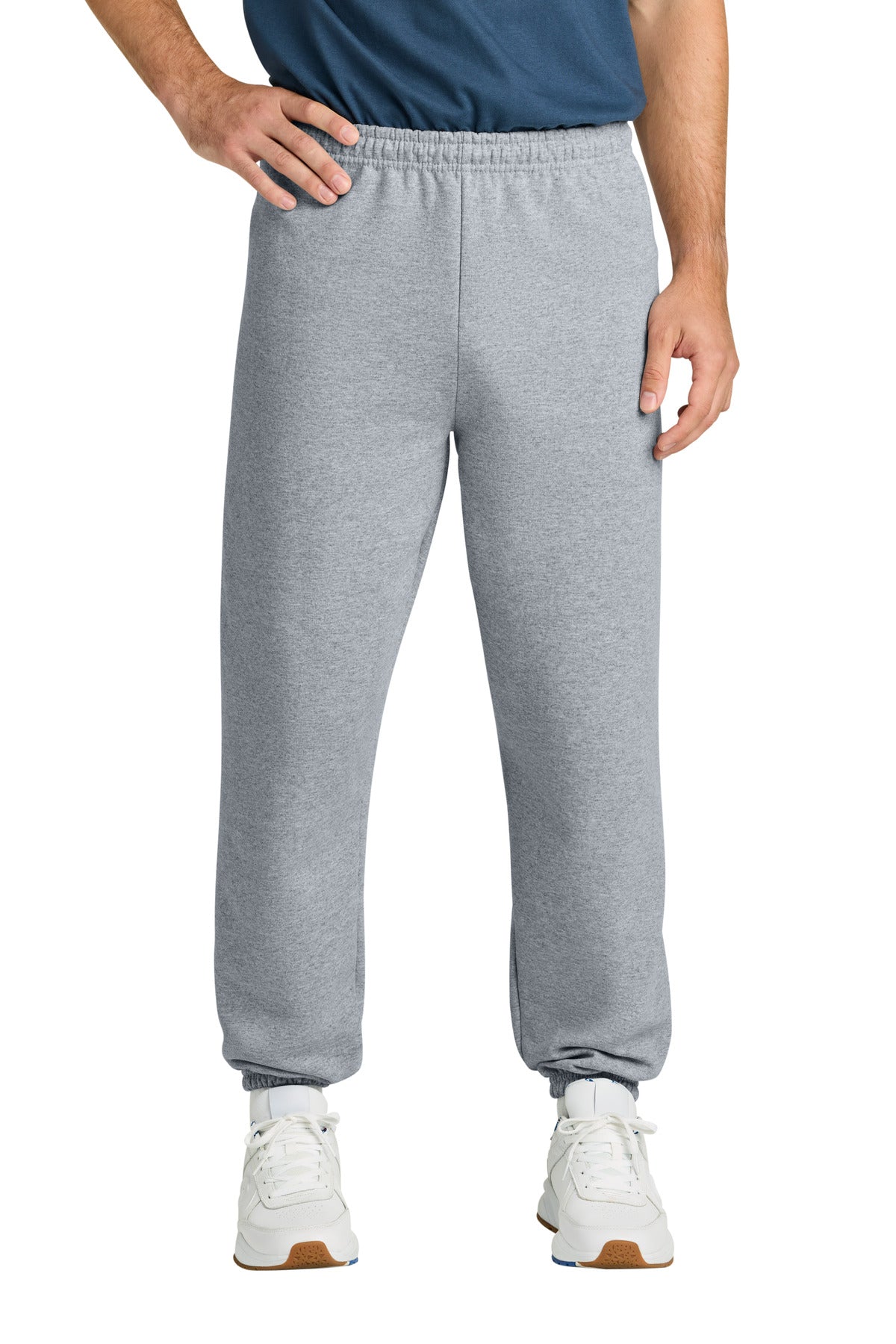Front View of Sport Grey Gildan Heavy Blend Sweatpant. 18200 plain