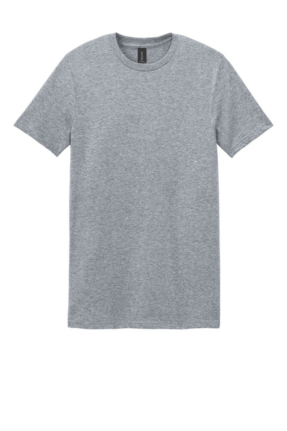 Front View of Sports Grey Gildan Softstyle T-Shirt. 64000 plain