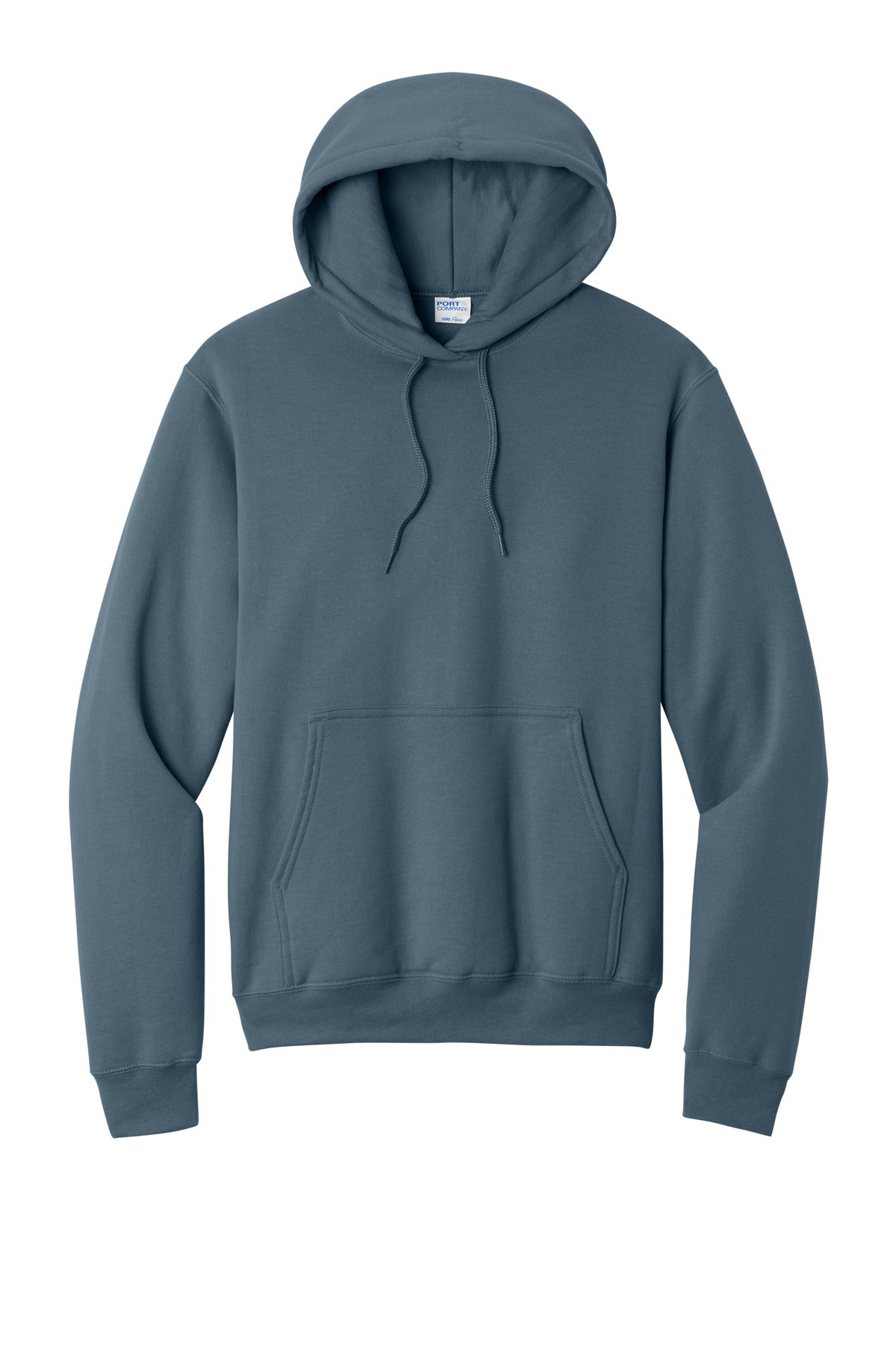 Front View of Steel Blue Port & Co Core Fleece Pullover Hooded Sweatshirt. PC78H plain