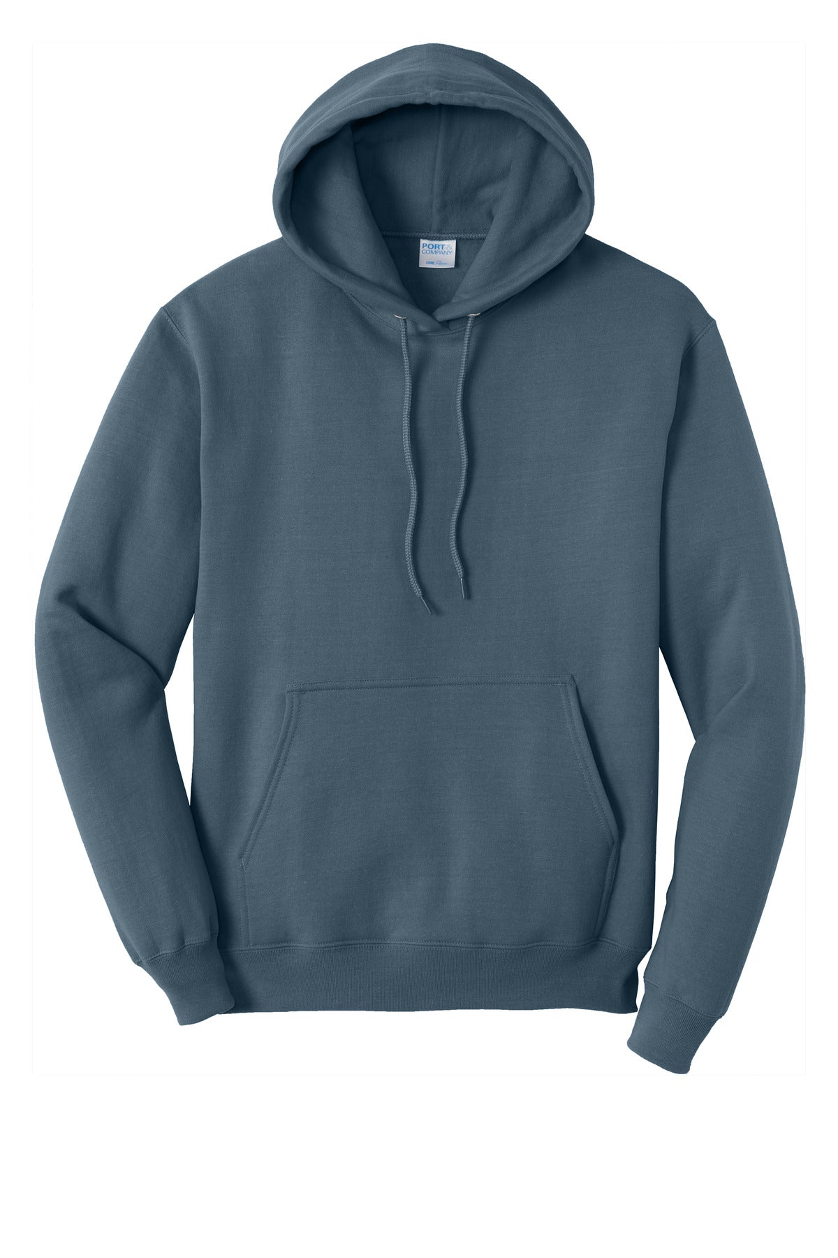 Front View of Steel Blue Port & Co Core Fleece Pullover Hooded Sweatshirt. PC78H
