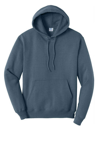 Front View of Steel Blue Port & Co Core Fleece Pullover Hooded Sweatshirt. PC78H