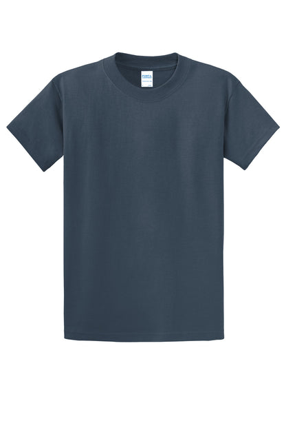 Front View of Steel Blue Port & Co Essential Tee. PC61 plain