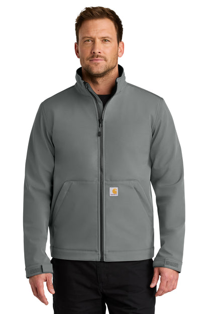 Front View of Steel Carhartt Rain Defender Soft Shell Jacket CT106438 plain