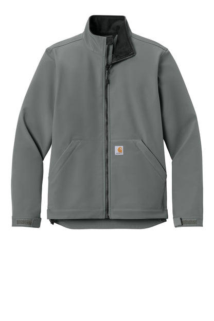 Front View of Steel Carhartt Rain Defender Soft Shell Jacket CT106438 plain