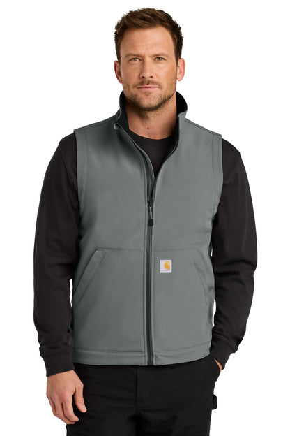 Front View of Steel Carhartt Rain Defender Soft Shell Vest CT106439 plain