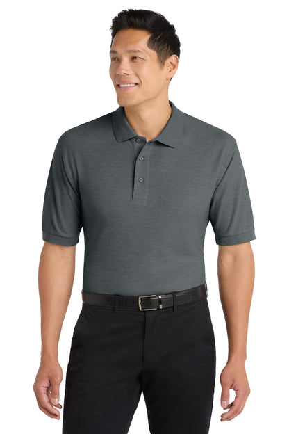 Front View of Steel Grey Port Authority Silk Touch Polo K500 plain