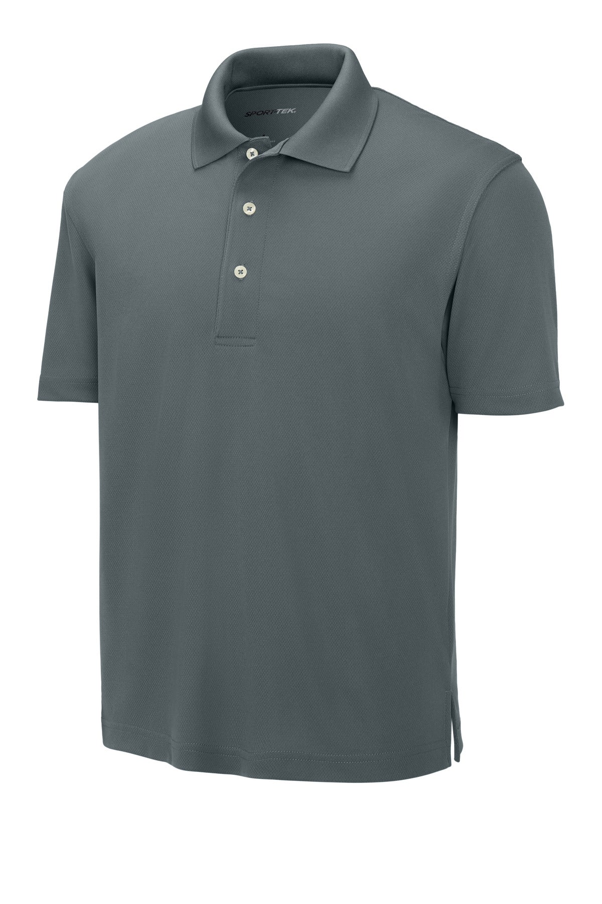 Front View of Steel Sport-Tek Dri-Mesh Polo. K469 plain