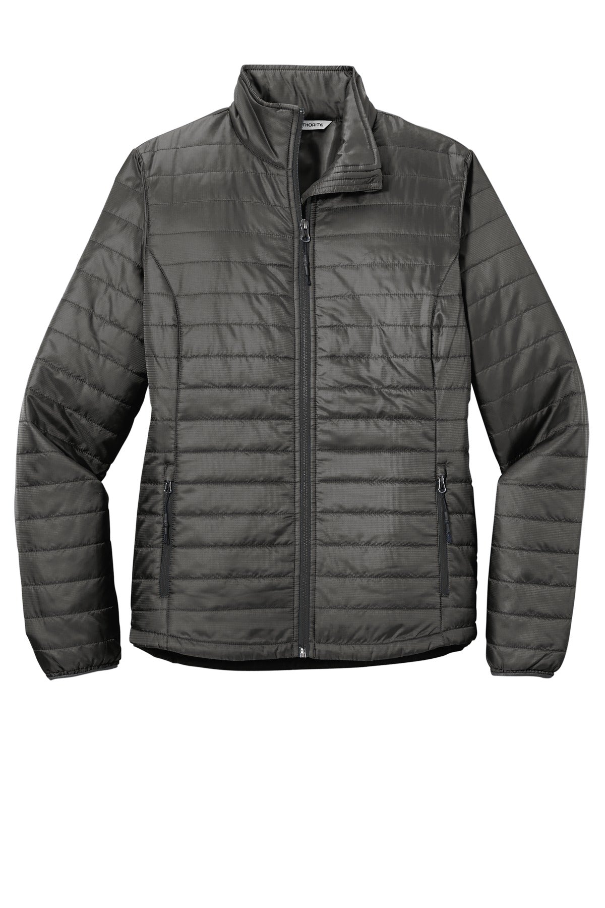 Front View of Sterl Gry/Grph Port Authority Women's Packable Puffy Jacket L850 plain