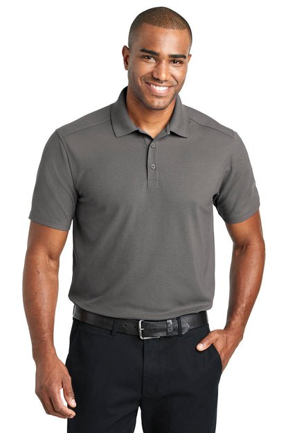 Front View of Sterling Grey Port Authority EZPerformance Pique Polo. K600 plain
