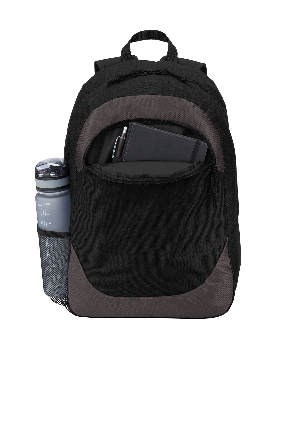 Front View of Sterling Gy/Bk Port Authority Circuit Backpack. BG217 plain