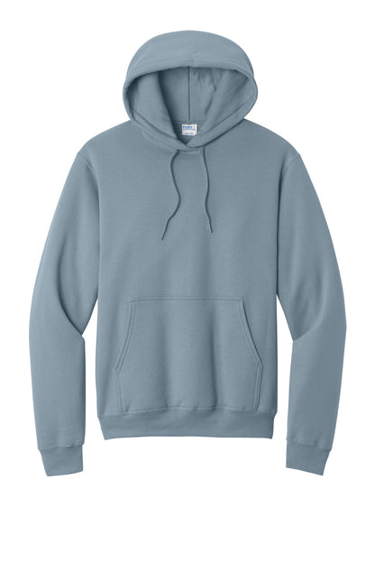 Front View of StnwshdBl Port & Co Core Fleece Pullover Hooded Sweatshirt. PC78H plain
