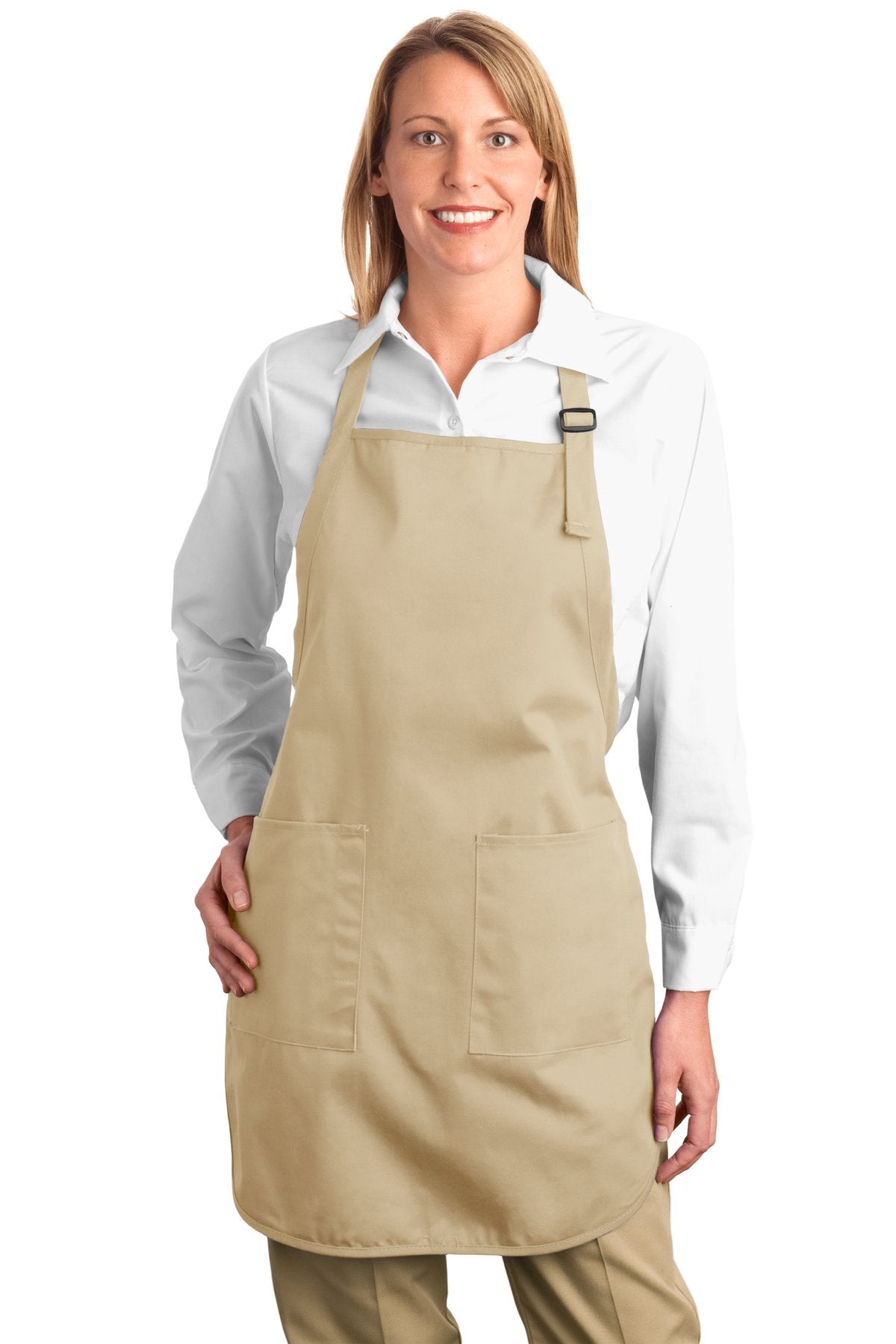 Front View of Stone Port Authority Full-Length Apron with Pockets. A500 plain
