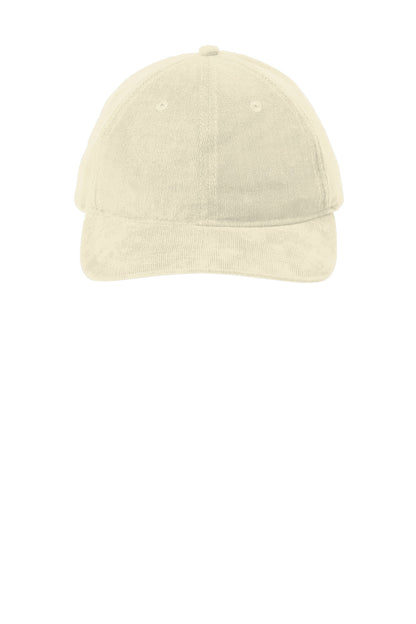Front View of Stone Port Authority Light Corduroy Dad Cap C973 plain