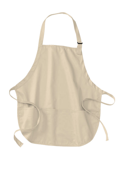 Front View of Stone Port Authority Medium-Length Apron with Pouch Pockets. A510 plain