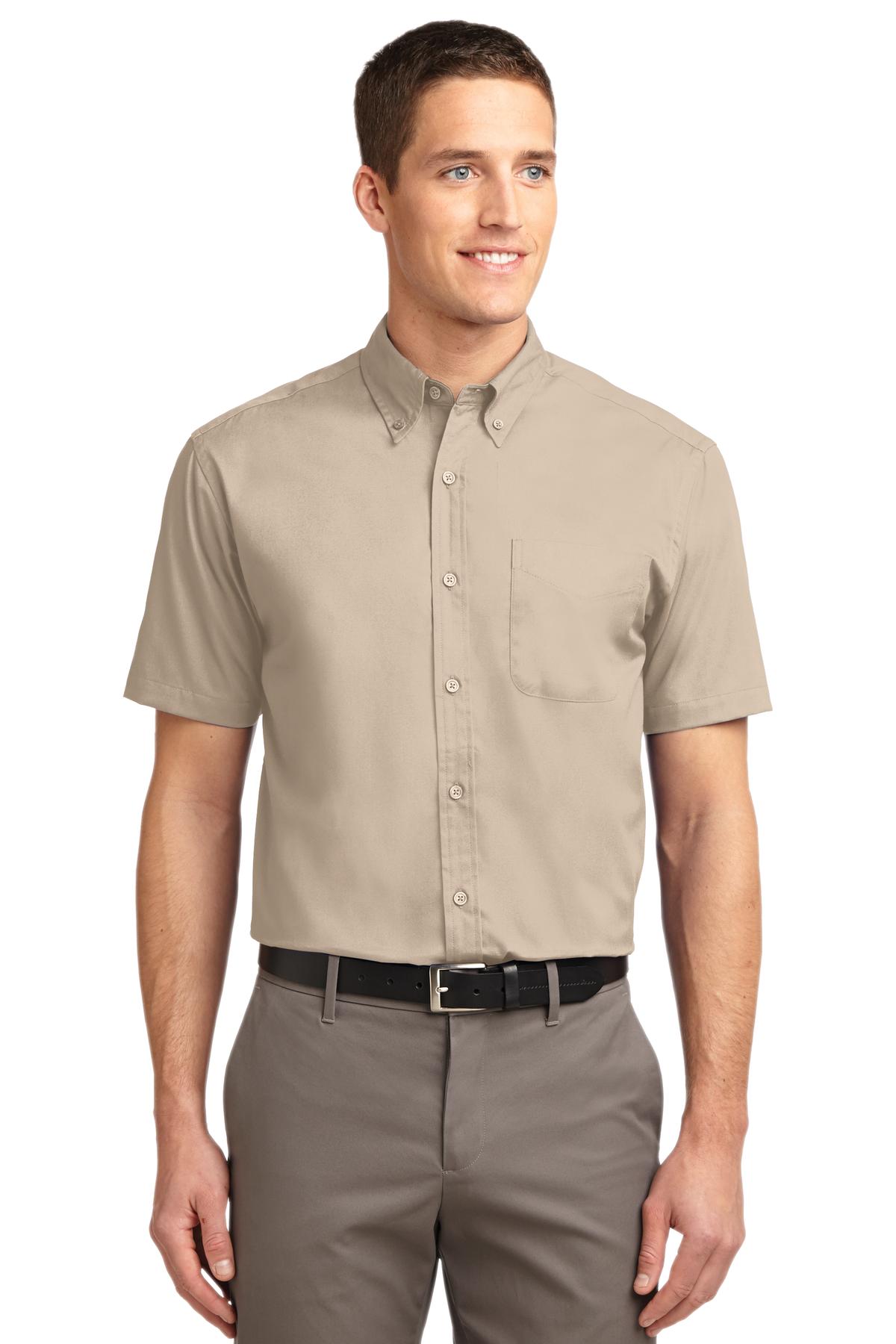 Front View of Stone Port Authority Short Sleeve Easy Care Shirt. S508 plain