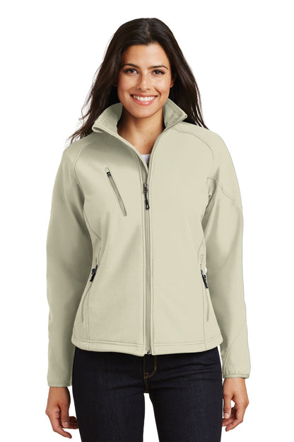 Front View of Stone Port Authority Women's Textured Soft Shell Jacket. L705 plain