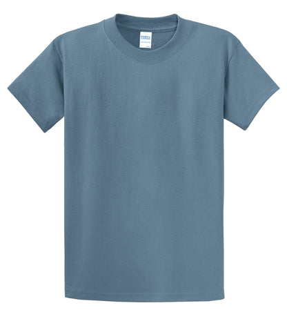 Front View of Stonewash Blue Port & Co Essential Tee. PC61 plain