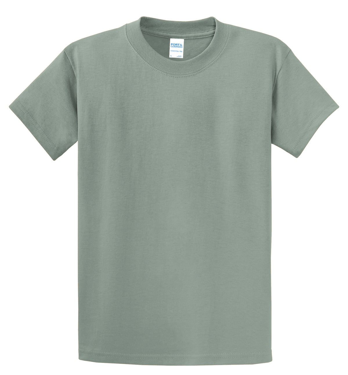 Front View of Stonewash Gree Port & Co Essential Tee. PC61 plain