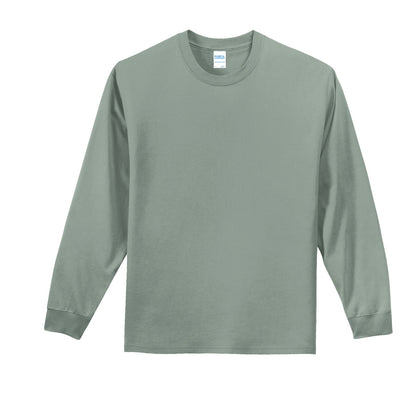 Front View of Stonewash Gree Port & Co Long Sleeve Essential Tee. PC61LS plain