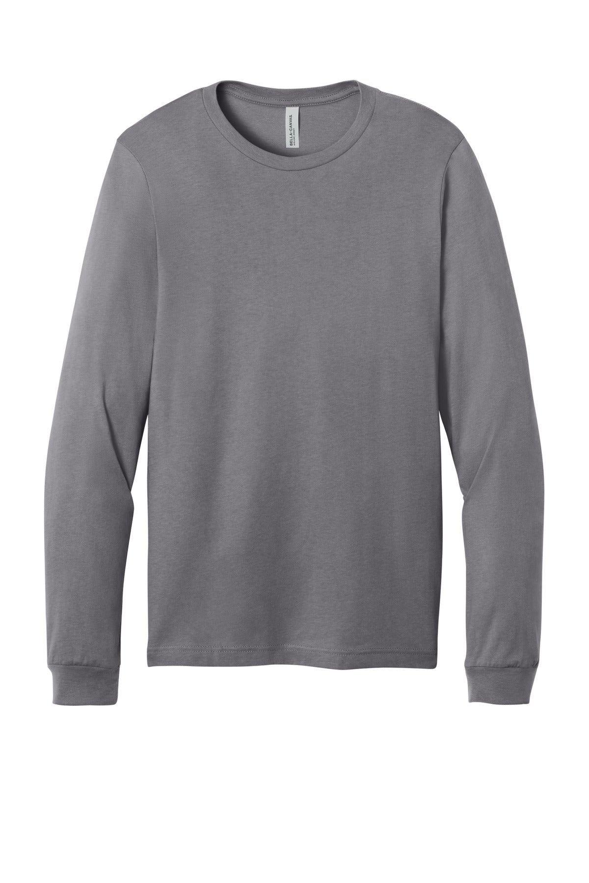 Front View of Storm BELLA+CANVAS Unisex Jersey Long Sleeve Tee. BC3501 plain