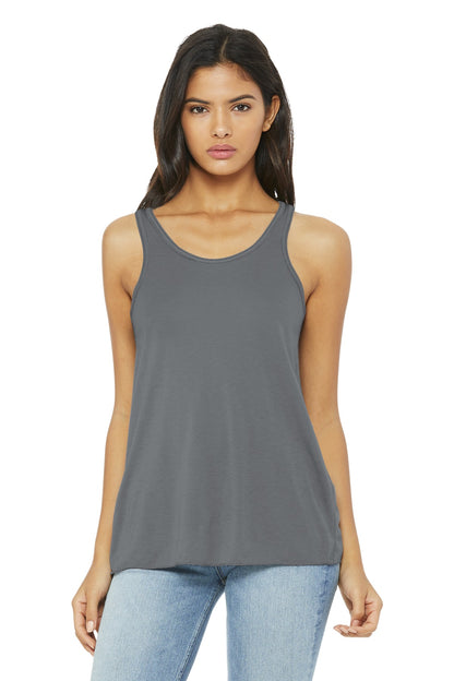 Front View of Storm BELLA+CANVAS Women's Flowy Racerback Tank. BC8800 plain