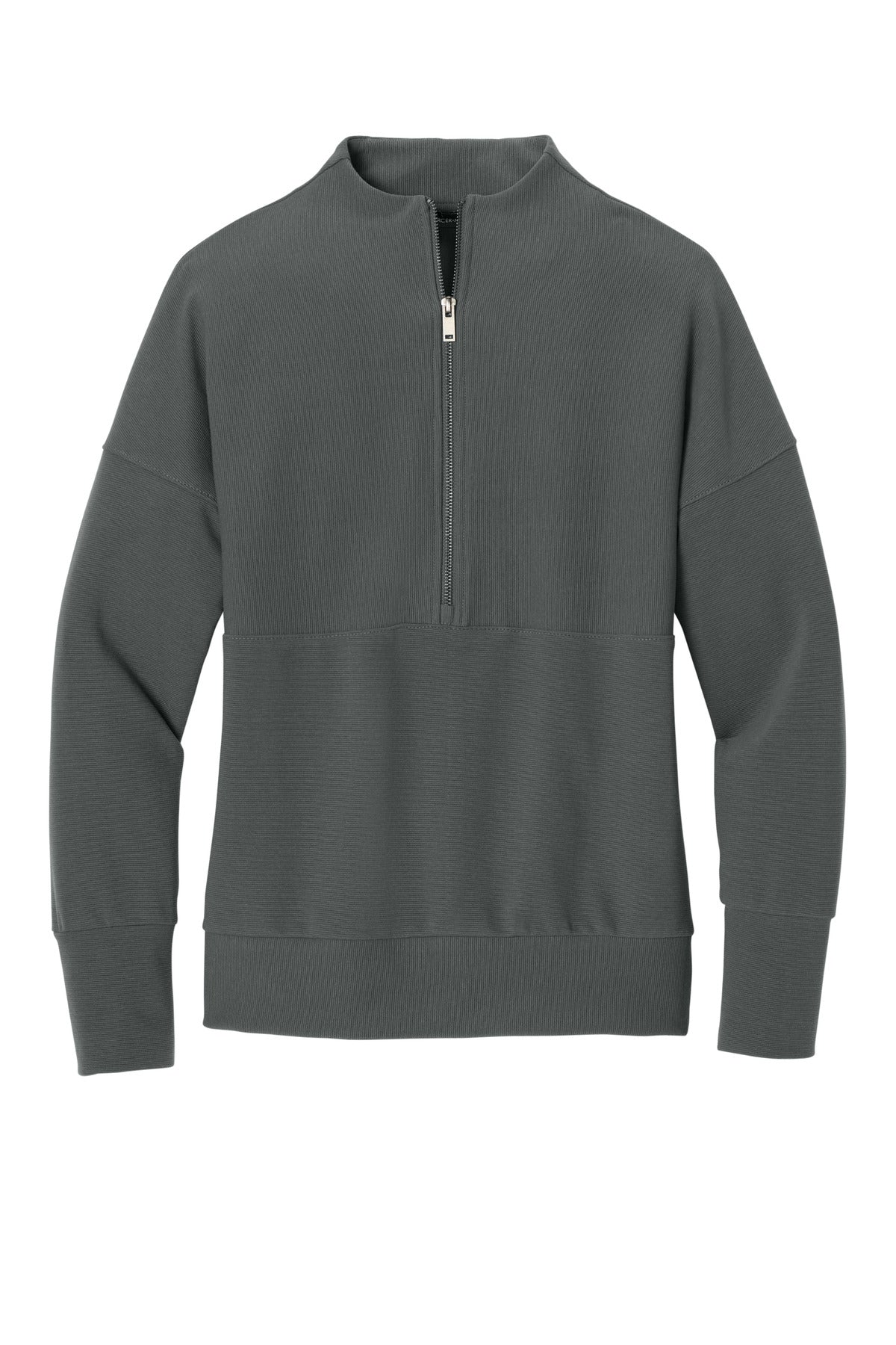 Front View of StormGrey Mercer+Mettle Women's Linear Texture 1/4-Zip MM3041 plain