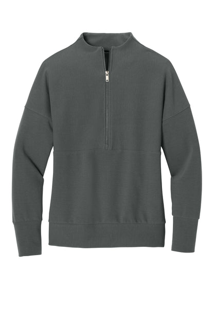 Front View of StormGrey Mercer+Mettle Women's Linear Texture 1/4-Zip MM3041 plain