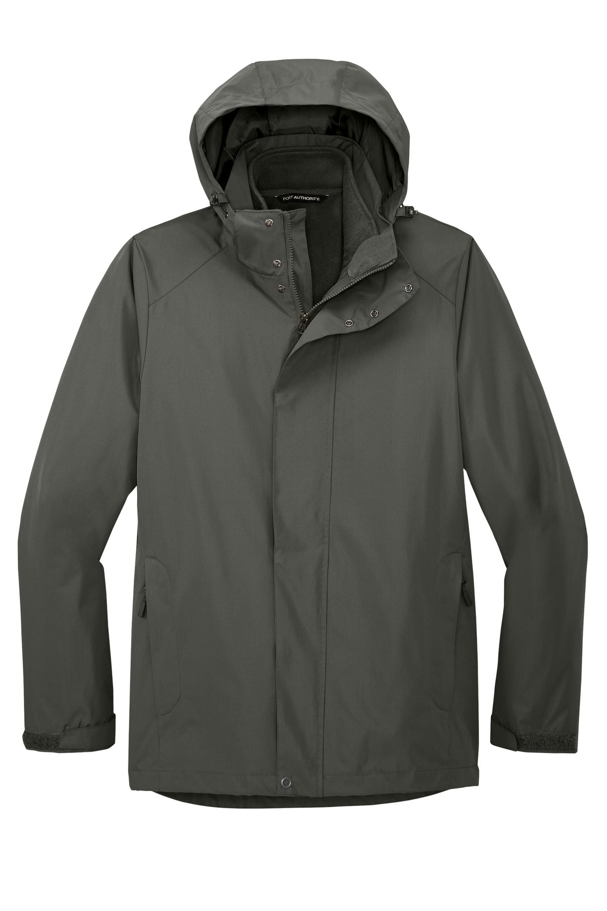 Front View of StormGrey Port Authority All-Weather 3-in-1 Jacket J123 plain