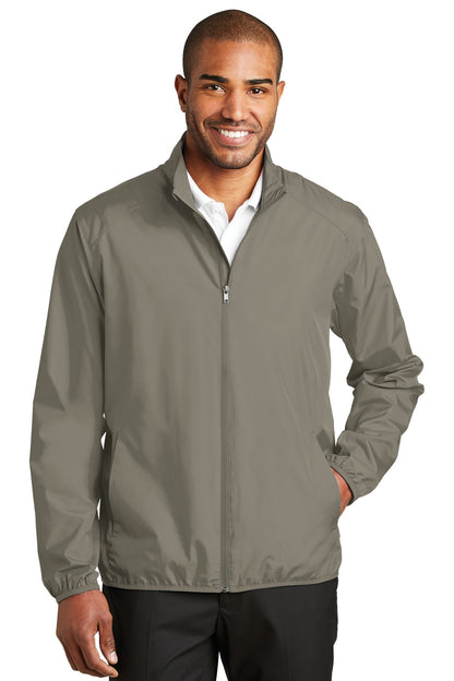 Front View of Stratus Grey Port Authority Zephyr Full-Zip Jacket. J344 plain