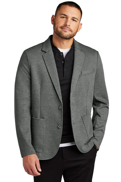 Front View of StrmGryHtr Mercer+Mettle Relaxed Knit Blazer MM3030 plain