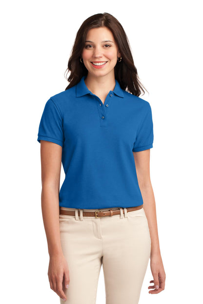 Front View of Strong Blue Port Authority Women's Silk Touch Polo. L500 plain