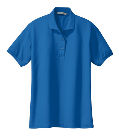 Front View of Strong Blue Port Authority Women's Silk Touch Polo. L500 plain