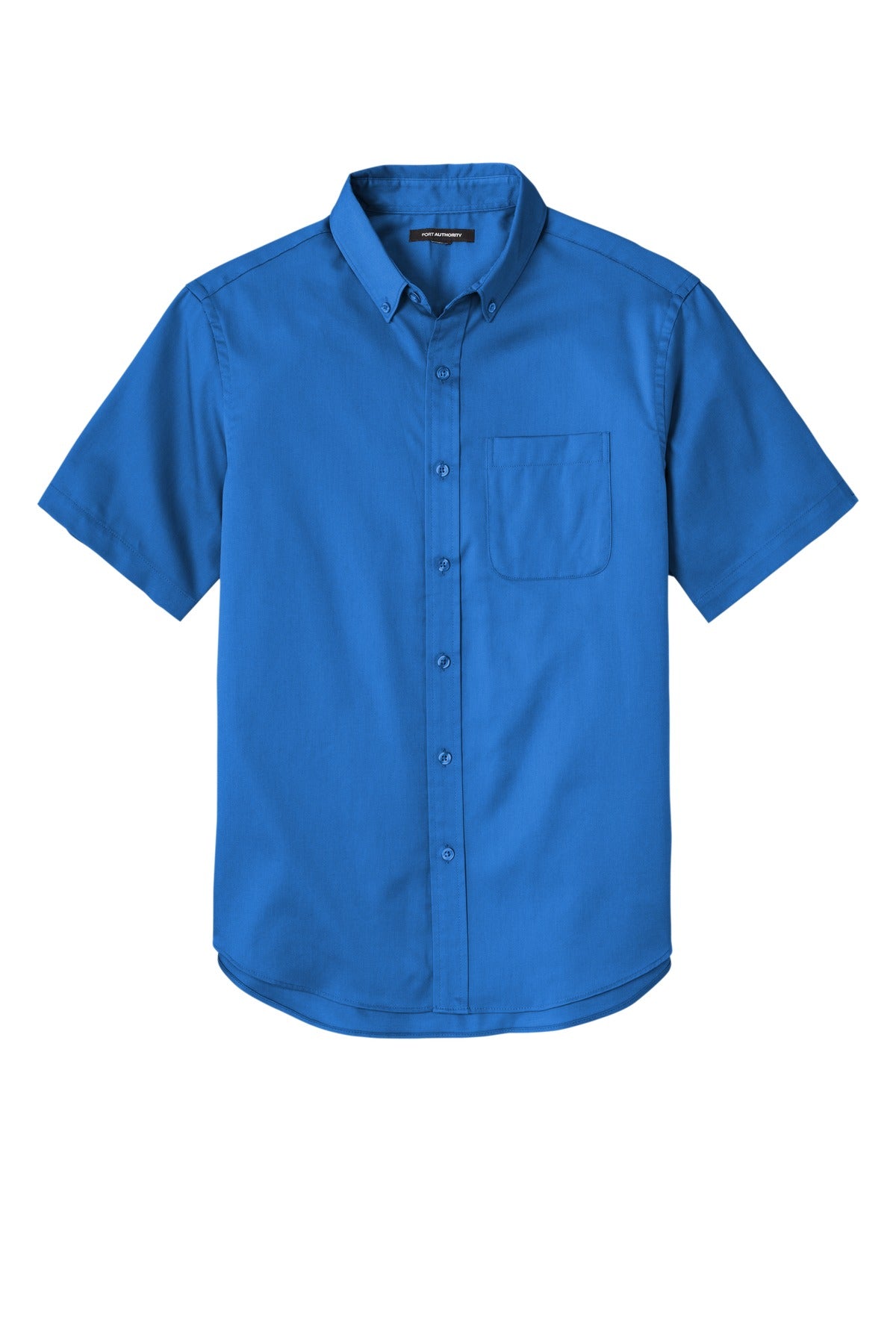 Front View of StrongBlue Port Authority Short Sleeve SuperPro React Twill Shirt. W809 plain
