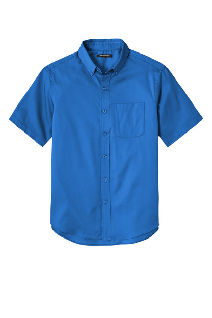 Front View of StrongBlue Port Authority Short Sleeve SuperPro React Twill Shirt. W809 plain