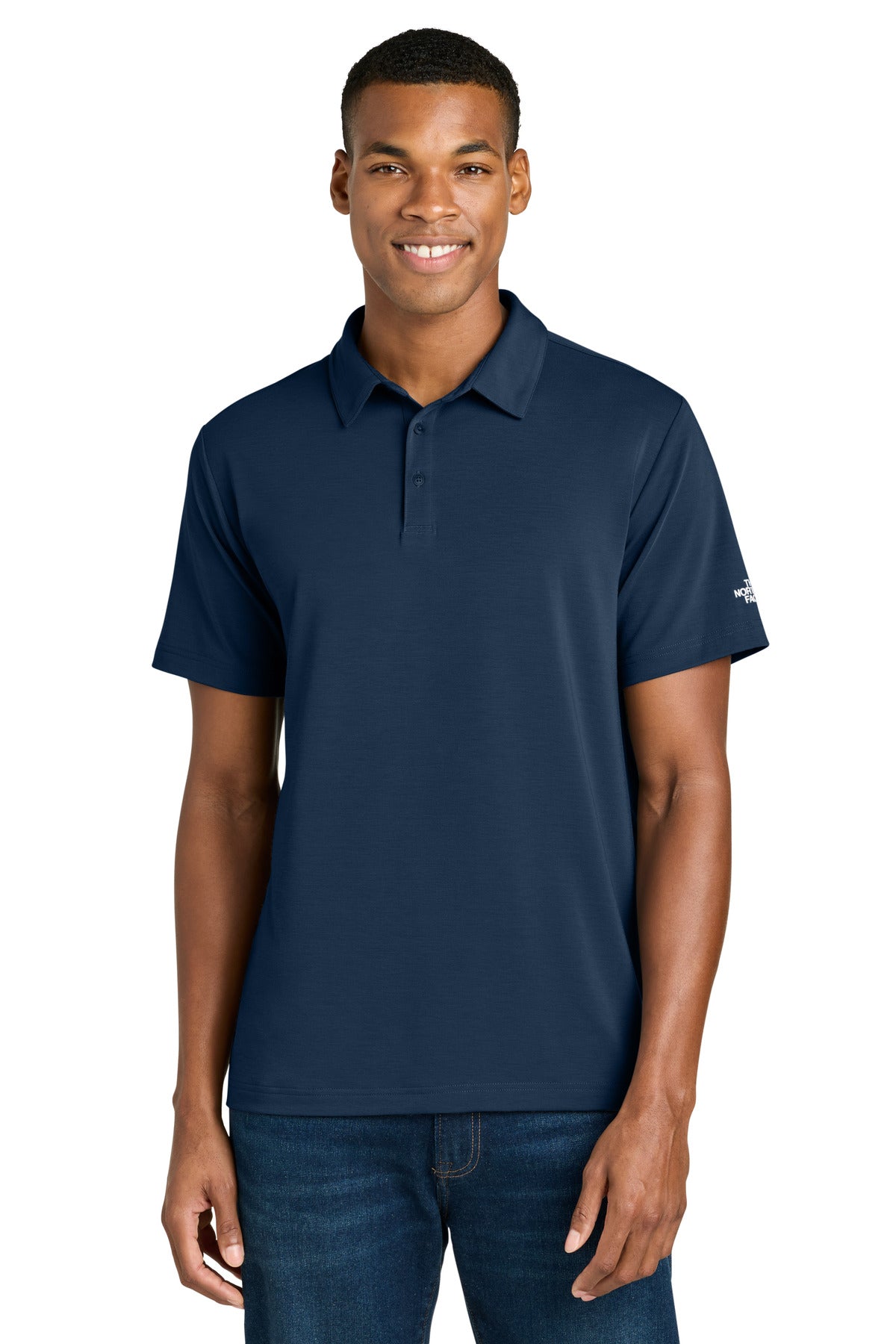 Front View of SummitNavy The North Face Canyon Crest Polo NF0A8GE0 plain