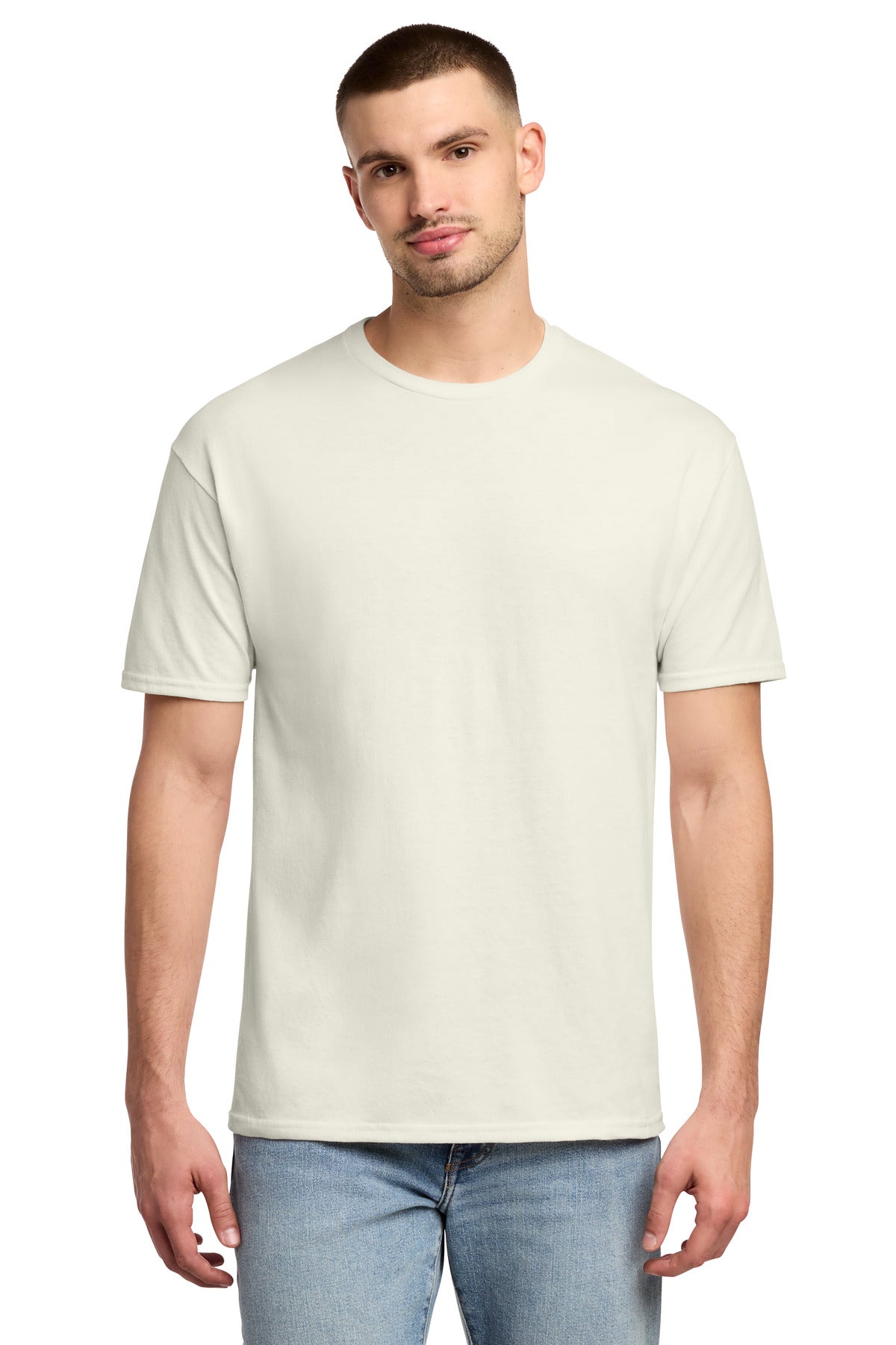 Front View of SwtCrmHthr Jerzees - Dri-Power 50/50 Cotton/Poly T-Shirt. 29M plain