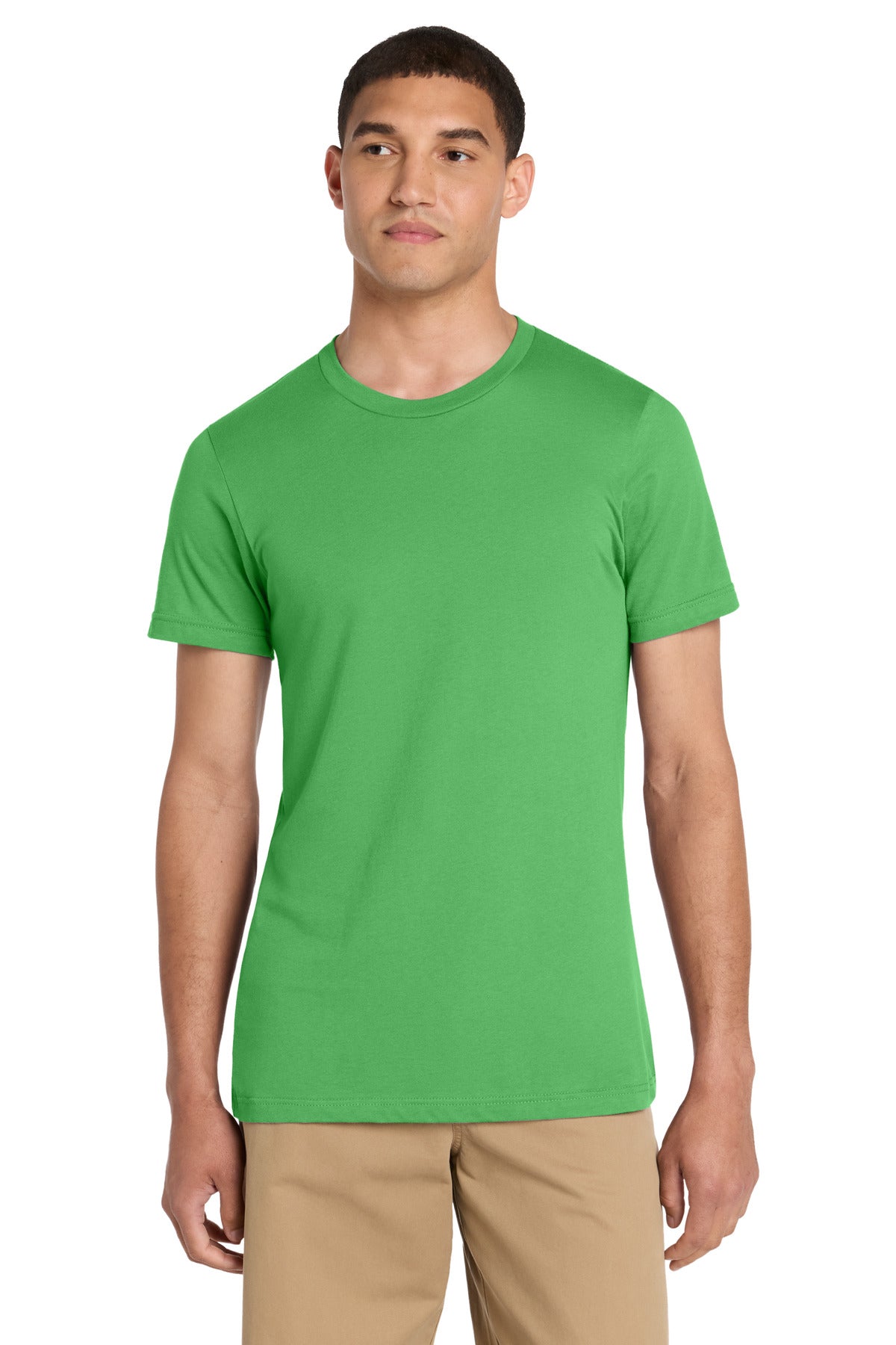 Front View of SynthtcGrn BELLA+CANVAS Unisex Jersey Short Sleeve Tee. BC3001 plain