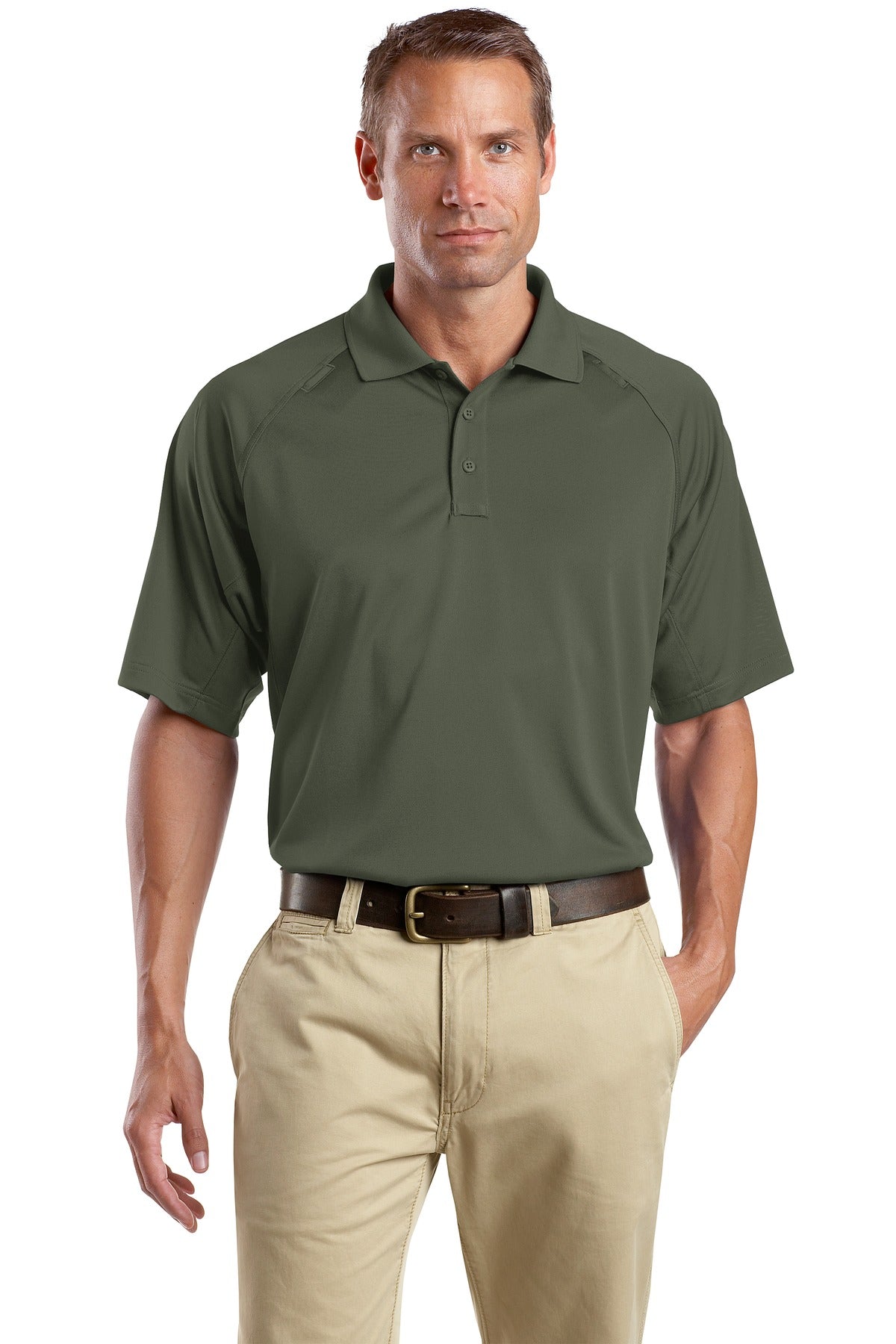Front View of Tactical Green CornerStone - Select Snag-Proof Tactical Polo. CS410 plain
