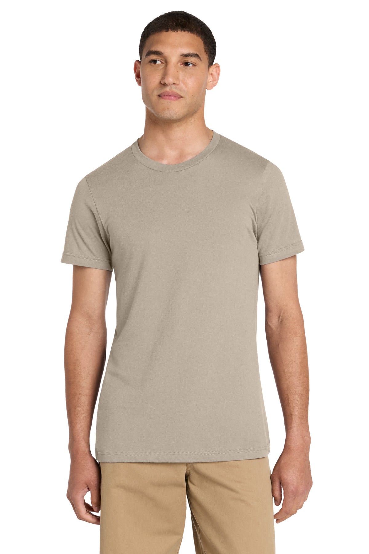 Front View of Tan BELLA+CANVAS Unisex Jersey Short Sleeve Tee. BC3001 plain