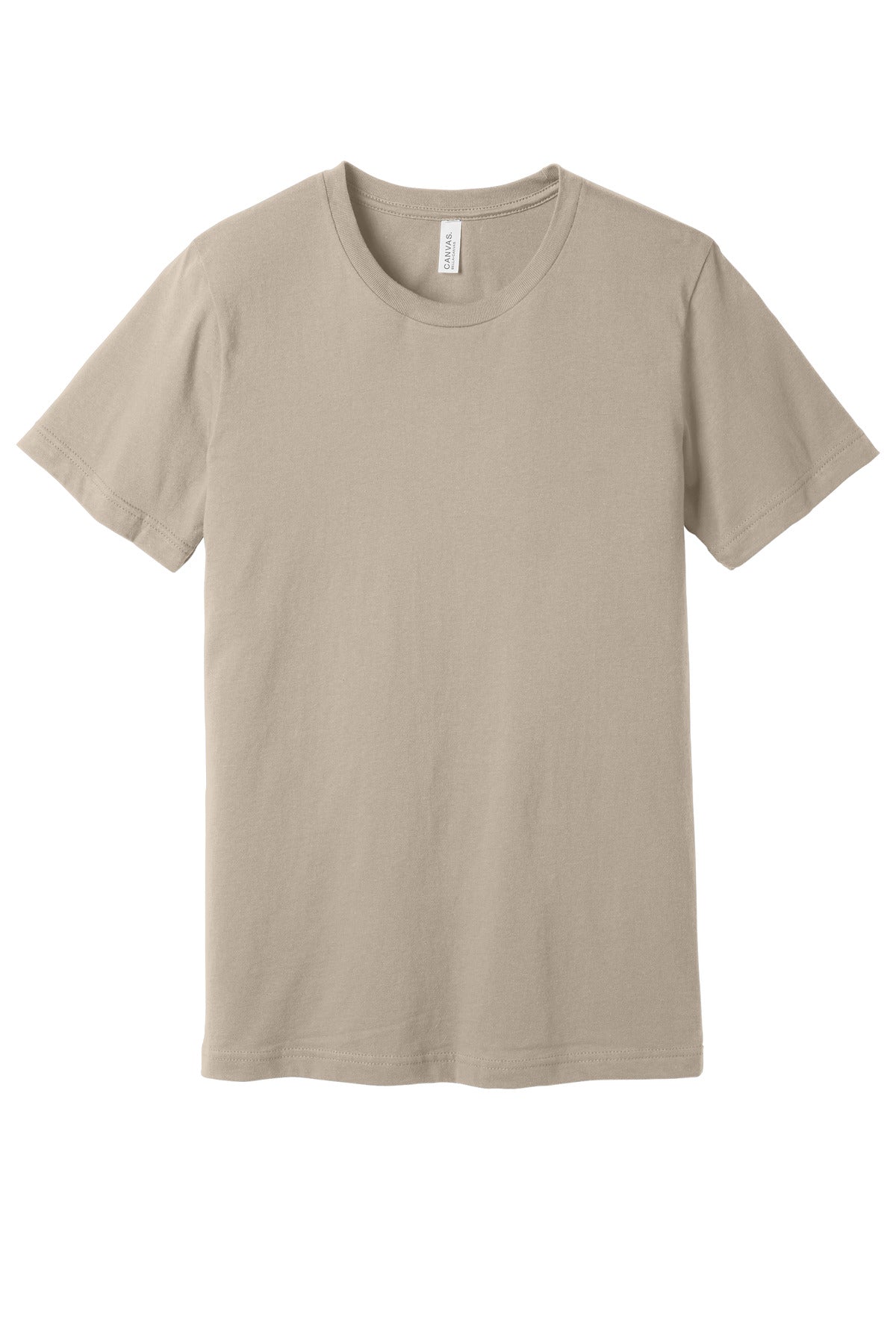 Front View of Tan BELLA+CANVAS Unisex Jersey Short Sleeve Tee. BC3001 plain