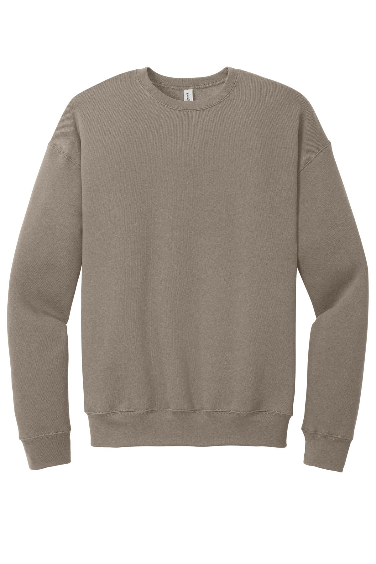 Front View of Tan BELLA+CANVAS Unisex Sponge Fleece Drop Shoulder Sweatshirt. BC3945 plain
