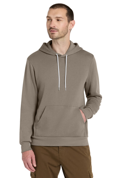 Front View of Tan BELLA+CANVAS Unisex Sponge Fleece Pullover Hoodie. BC3719 plain