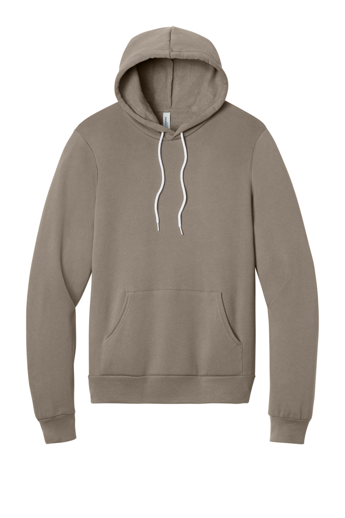 Front View of Tan BELLA+CANVAS Unisex Sponge Fleece Pullover Hoodie. BC3719 plain