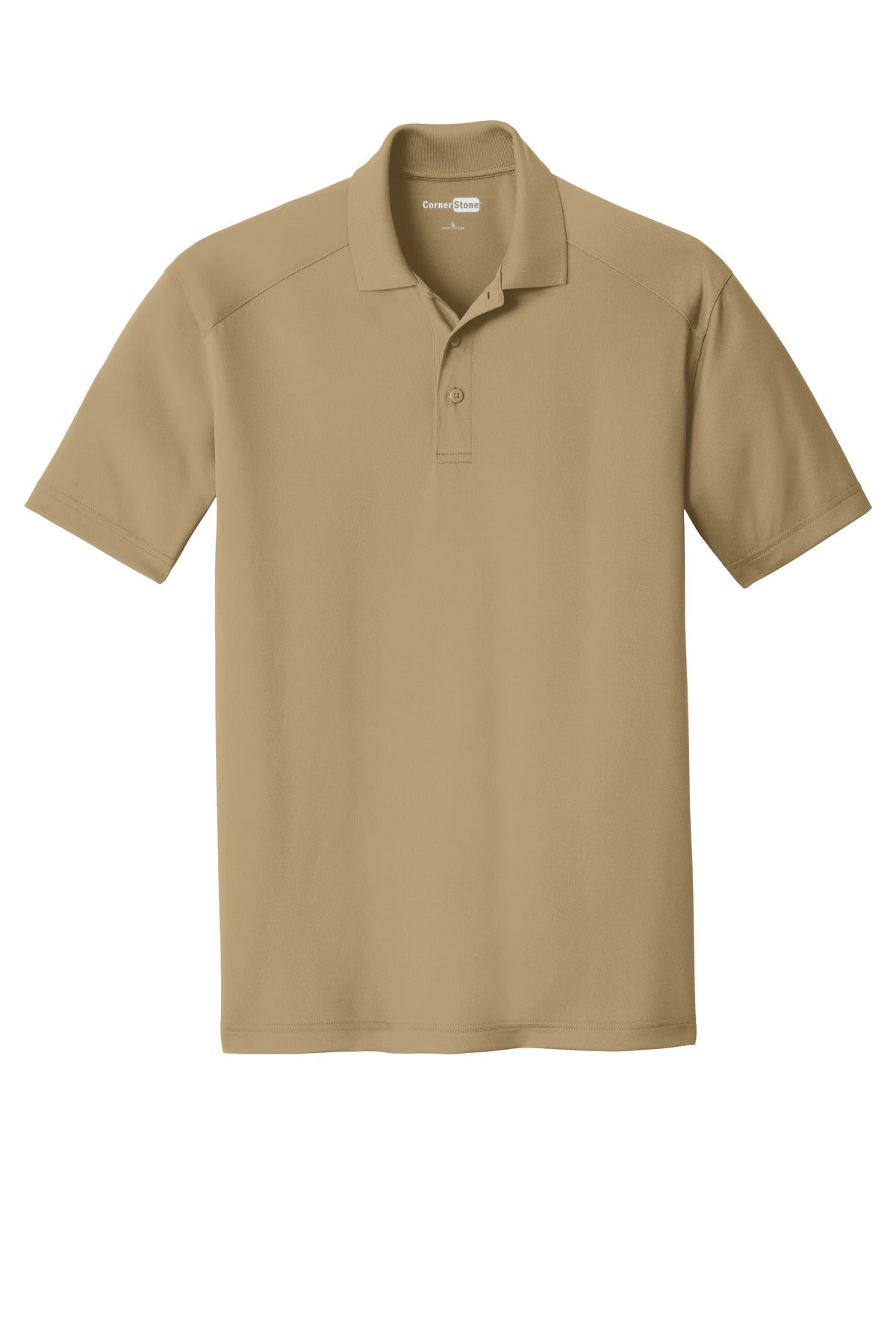 Front View of Tan CornerStone Select Lightweight Snag-Proof Polo. CS418 plain