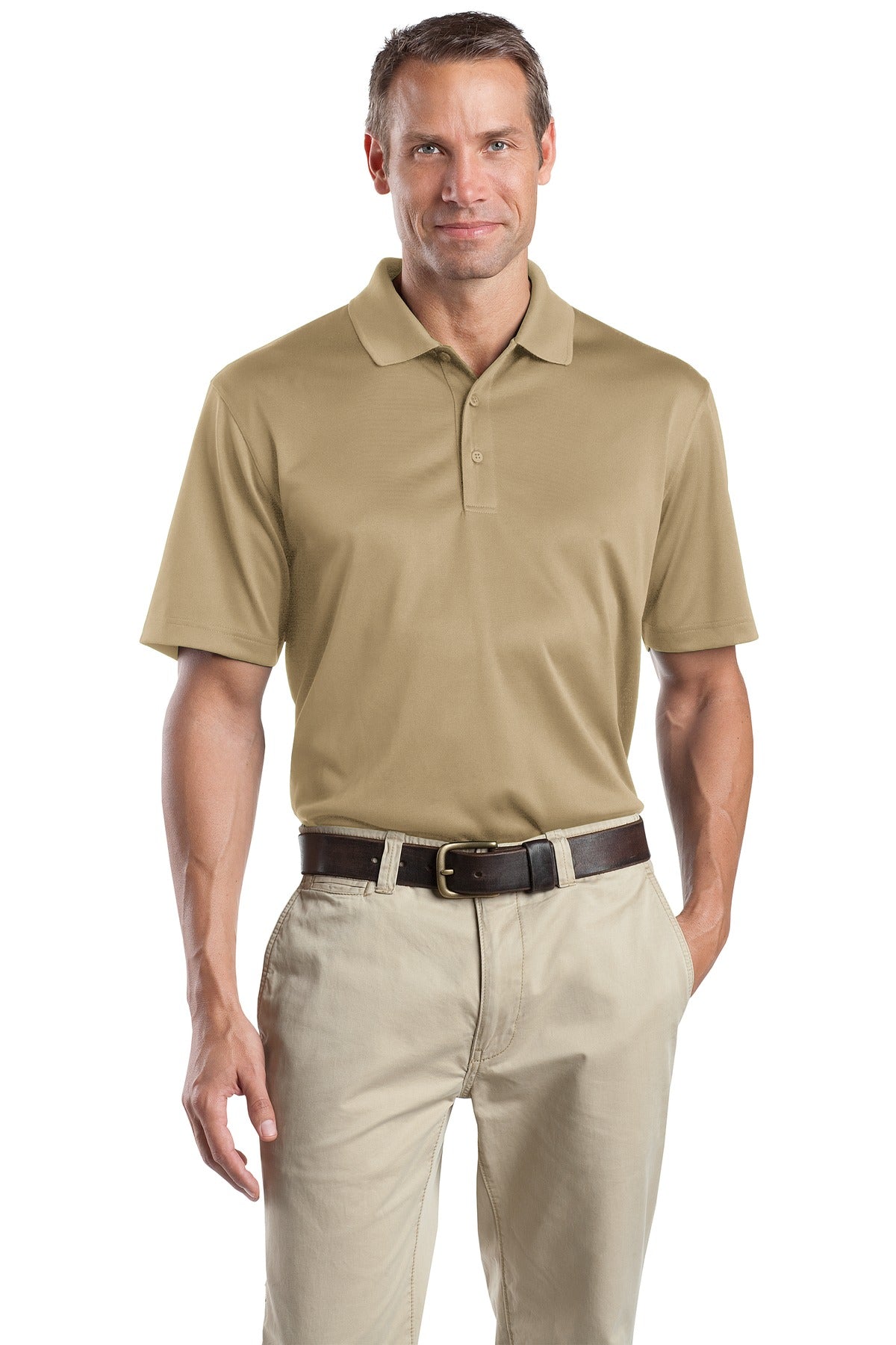 Front View of Tan CornerStone - Select Snag-Proof Polo. CS412 plain