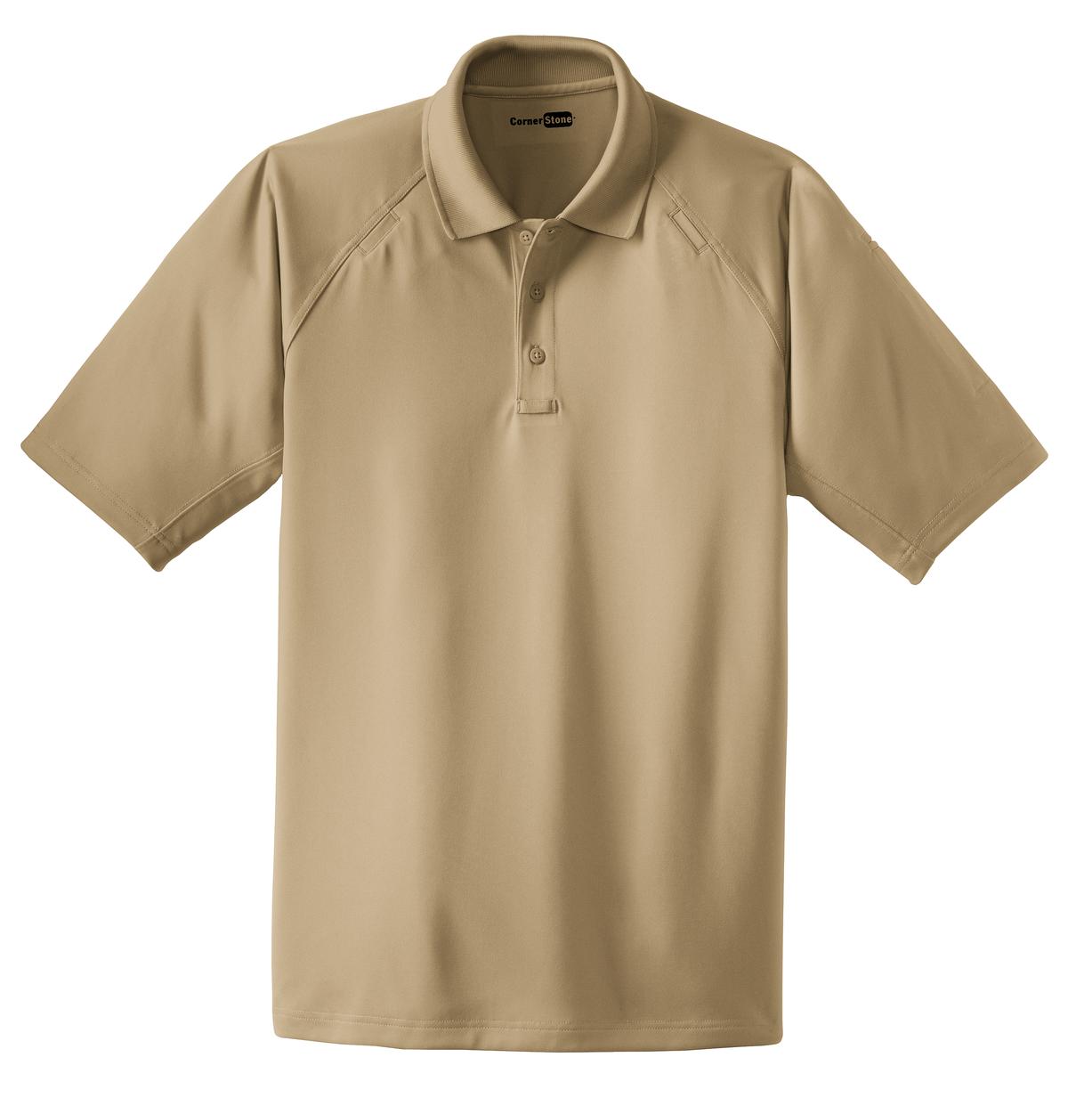 Front View of Tan CornerStone - Select Snag-Proof Tactical Polo. CS410 plain